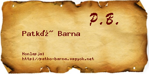 Patkó Barna névjegykártya