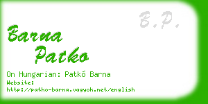 barna patko business card
